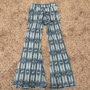 Youth Girls Rock & Roll Cowgirl Aztec Blue Flare Jeans